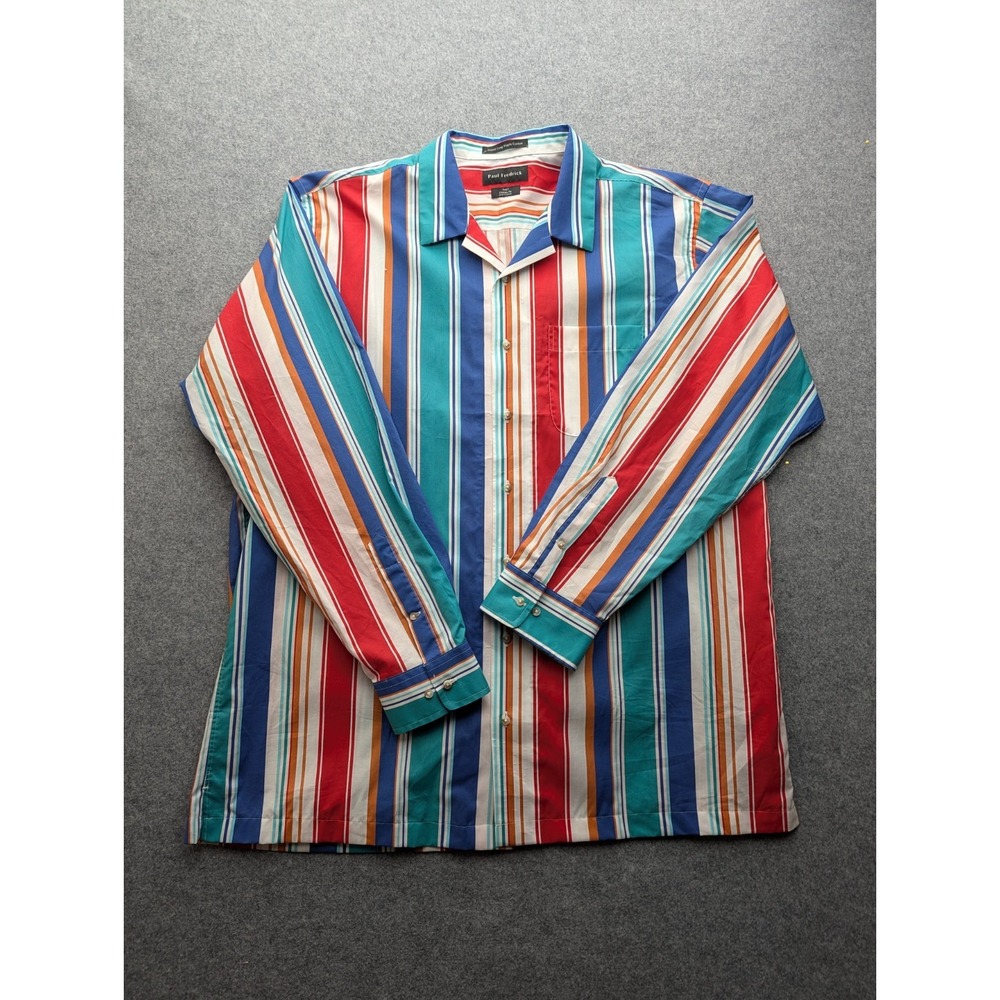 Paul Frederick Men's Shirt XxLT Multicolored Striped Button-up Long Sleeve